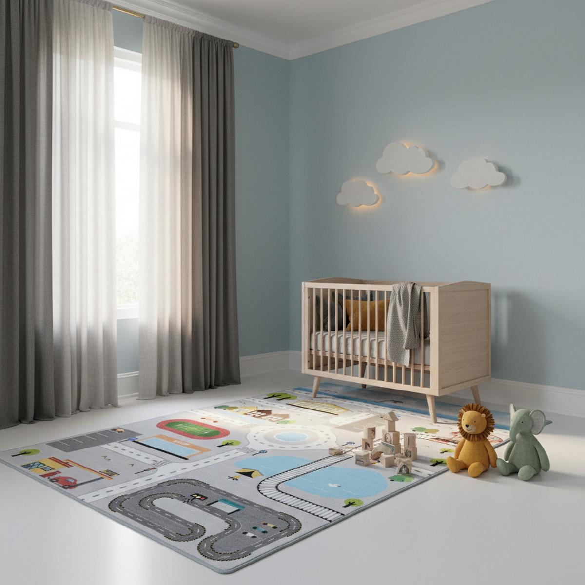 KINDERTEPPICH TRAUN, mit Spielstraßen-Motiv, Grau, 120 x 170 cm - Grau, Textil (170/120cm) - KADIMA DESIGN