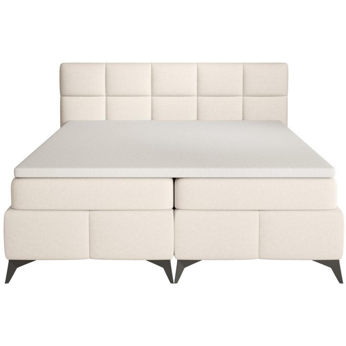 BOXBETT Solido mit Bettkasten 180x200 cm hellbeige - Beige/Schwarz, Textil/Metall (180/200cm) - Beautysofa