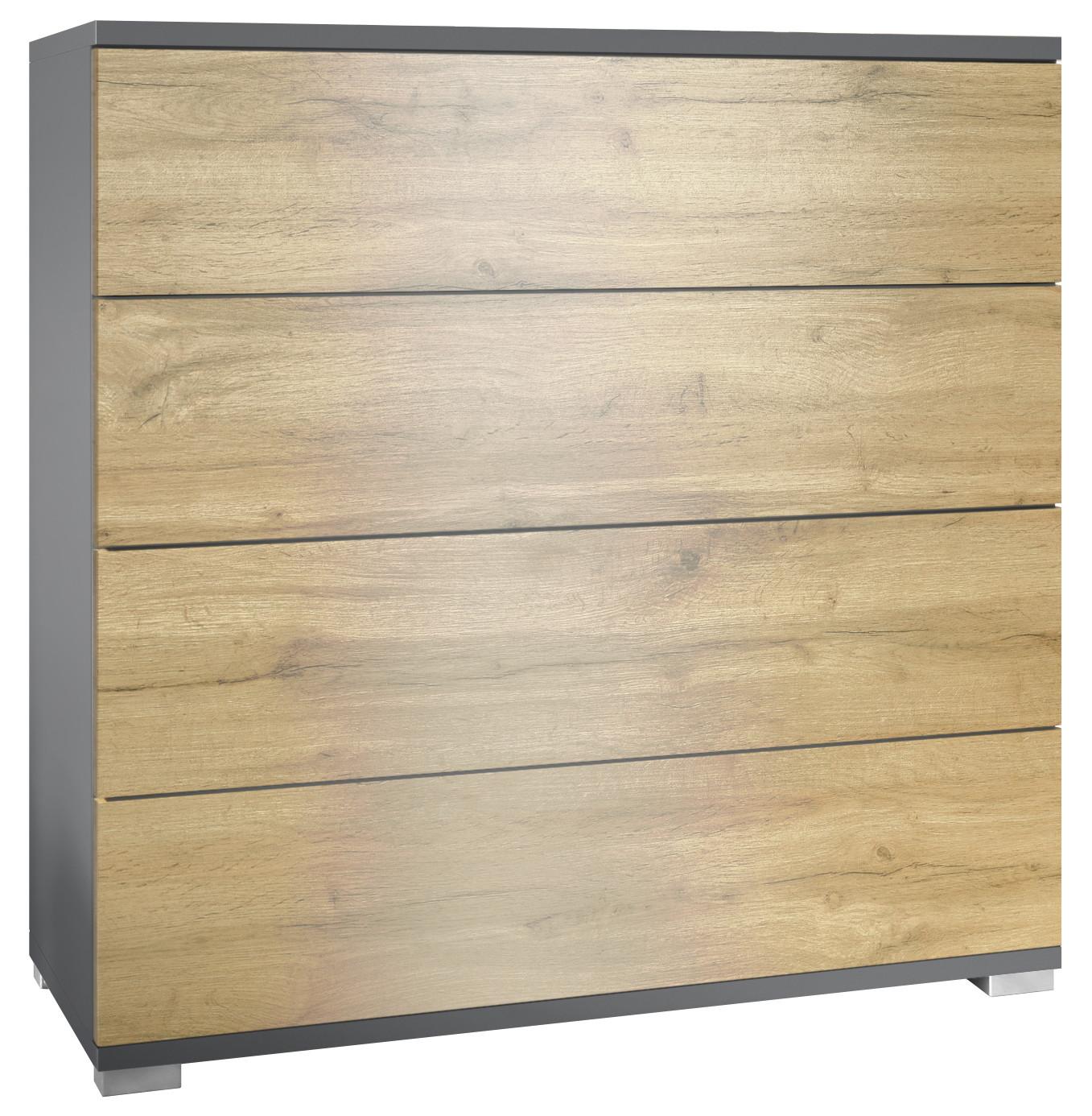 KOMMODE Pavos Eiche Evoke - Braun, Holzwerkstoff (76/76/35cm) - Vladon