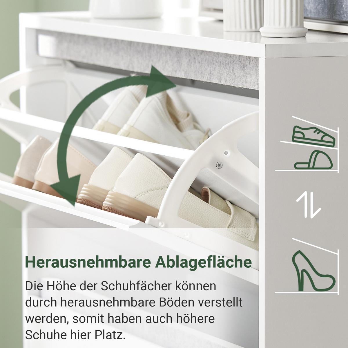SCHUHSCHRANK Weiß - Weiß, Holzwerkstoff (92/115/24cm) - SoBuy
