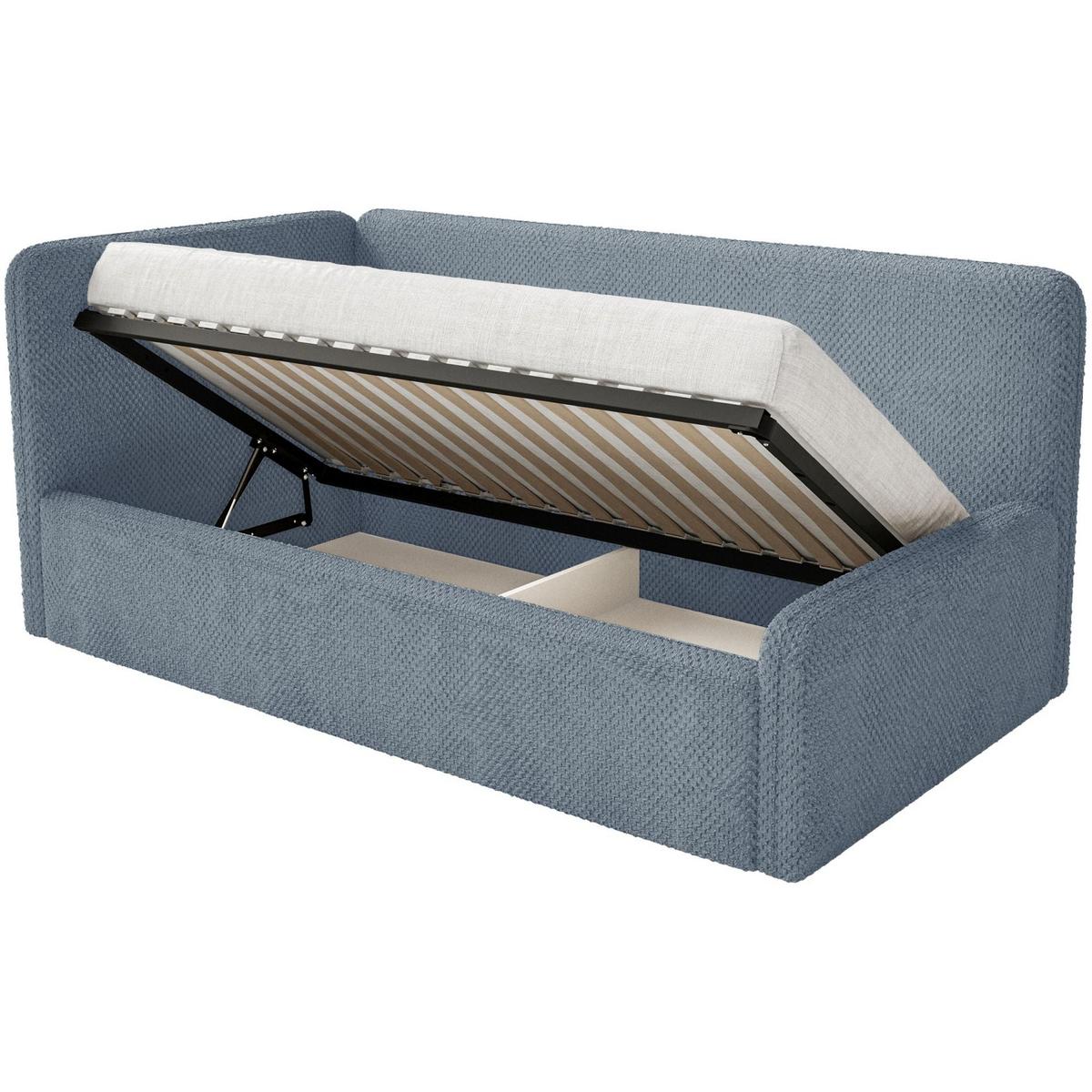 JUGENDBETT Fanko Plüsch Blau 90x200 cm - Blau/Schwarz, Kunststoff/Textil (90/200cm) - Selsey