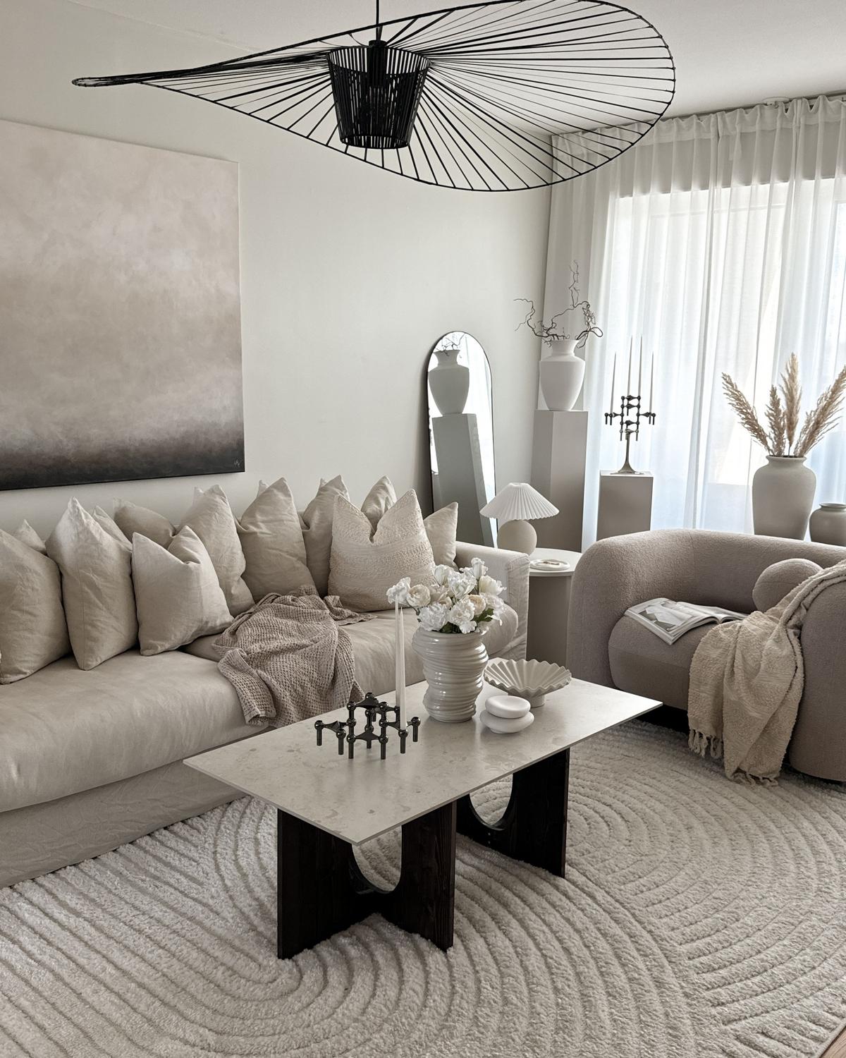 3-SITZER-SOFA cremeweiß mit Kissen Glorvika II - Weiß, Textil (240/58/120cm) - Beliani