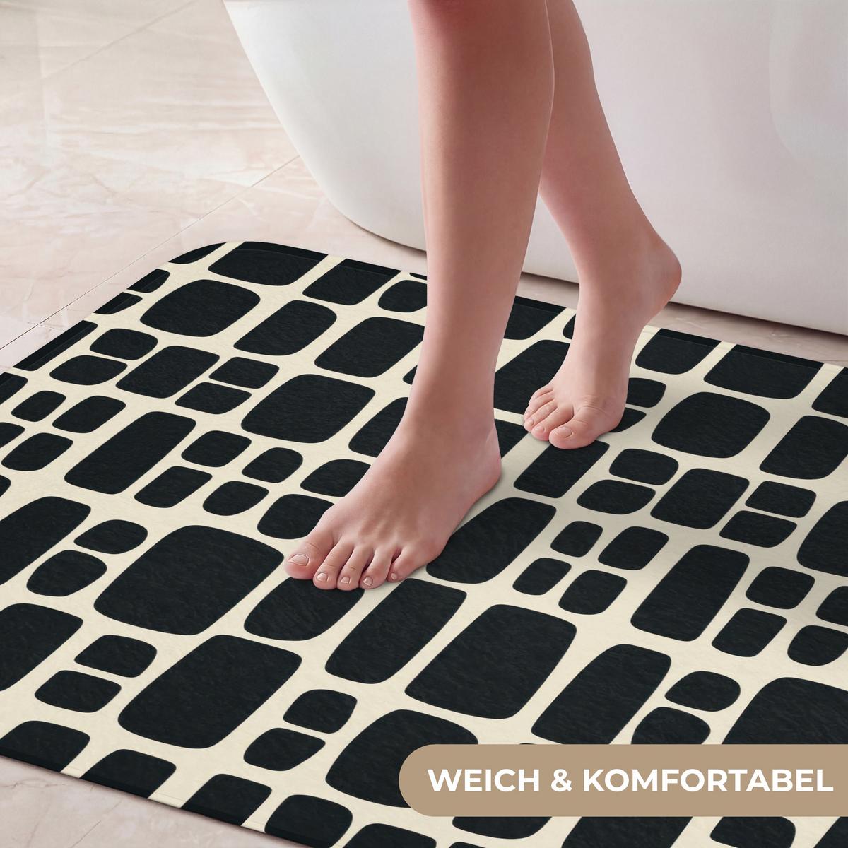 BADEMATTE Modern - Bio - Schwarz 60x90 cm - Anthrazit, Textil (60/90cm) - OnlyWow