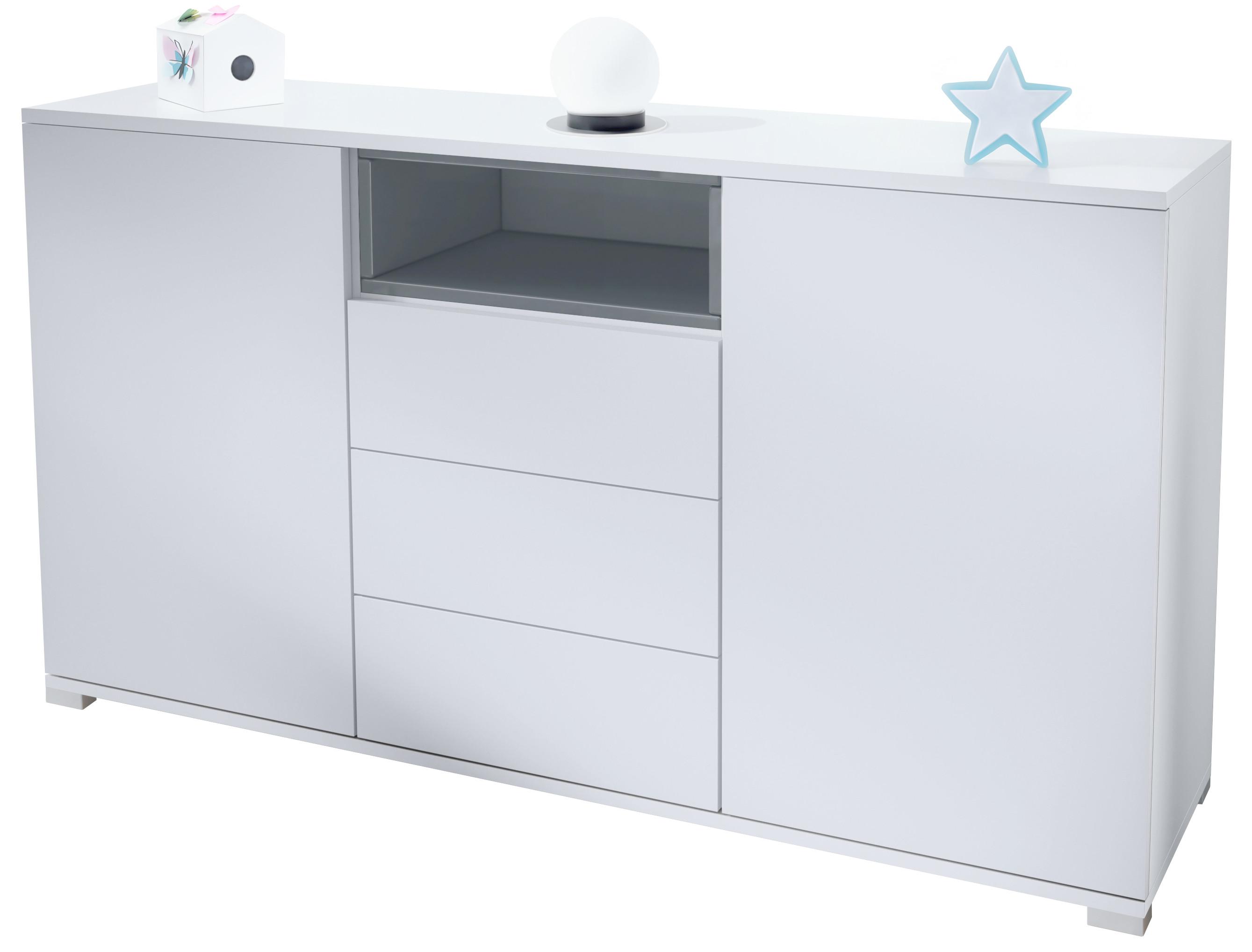 SIDEBOARD Skadu Grau Hochglanz - Grau, Holzwerkstoff (138.5/75.5/35cm) - Vladon