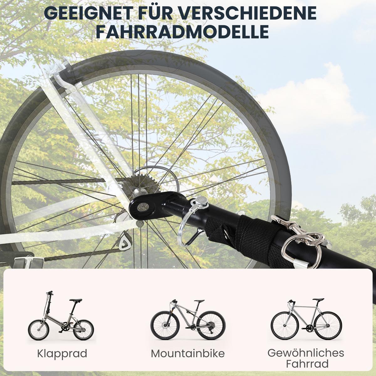 FAHRRADANHÄNGER Lastenanhänger für Fahrrad 40 kg Belastbarkeit Stahl - Schwarz, Metall (71.5/49/139cm) - HOMCOM