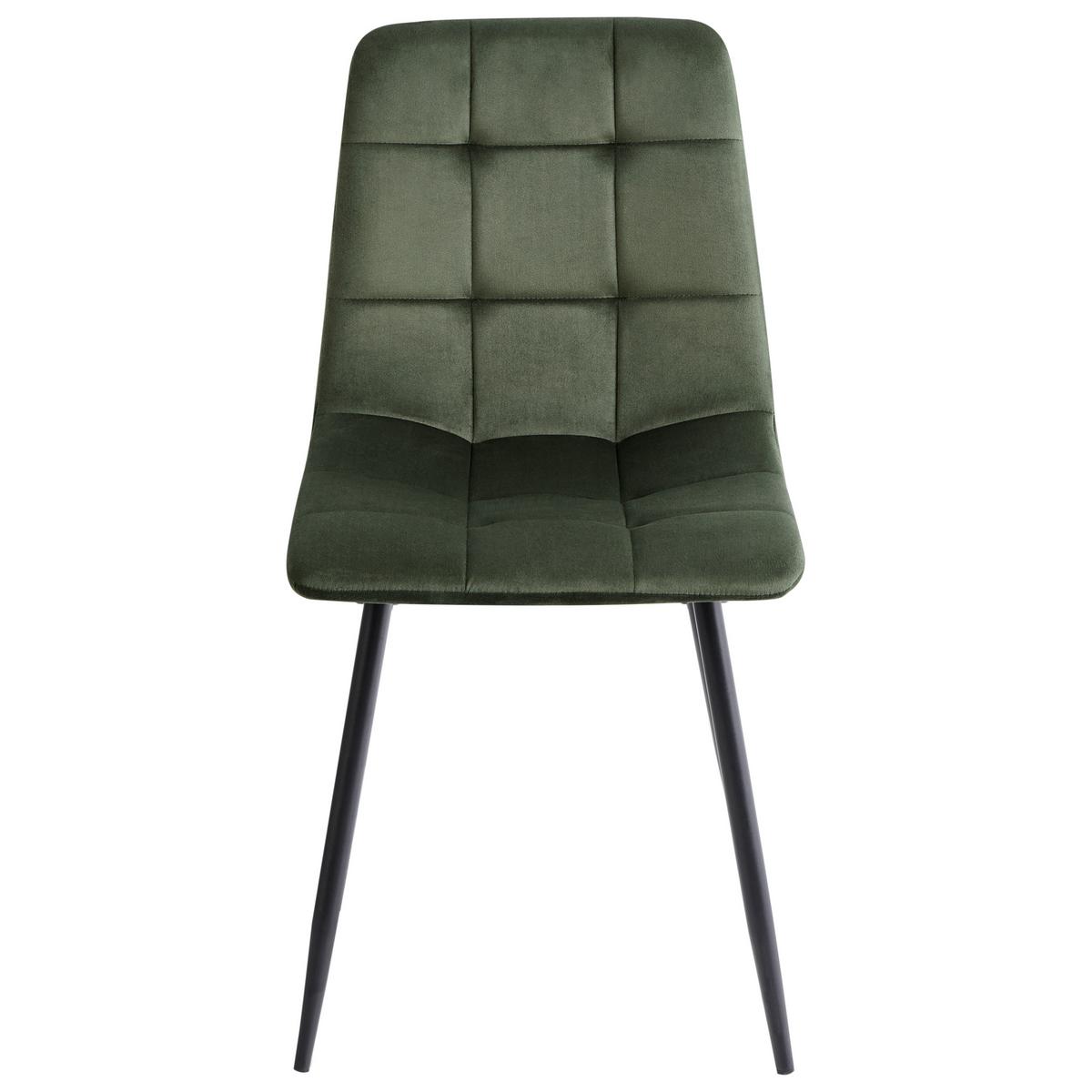 ESSZIMMERSTUHL 4er Set Samtstoff Olivgrün Powell - Schwarz/Olivgrün, Textil/Metall (45/88/62cm) - Beliani