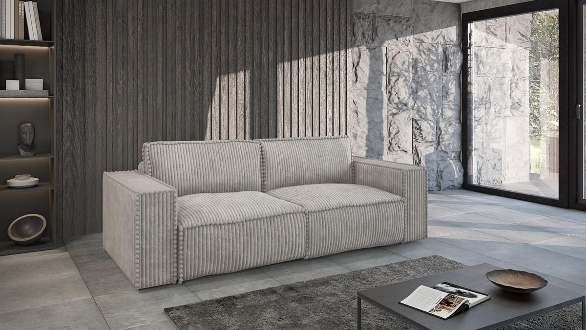 SCHLAFSOFA Vajana - Hellgrau, Holzwerkstoff/Textil (240/86/102cm) - Fun Möbel
