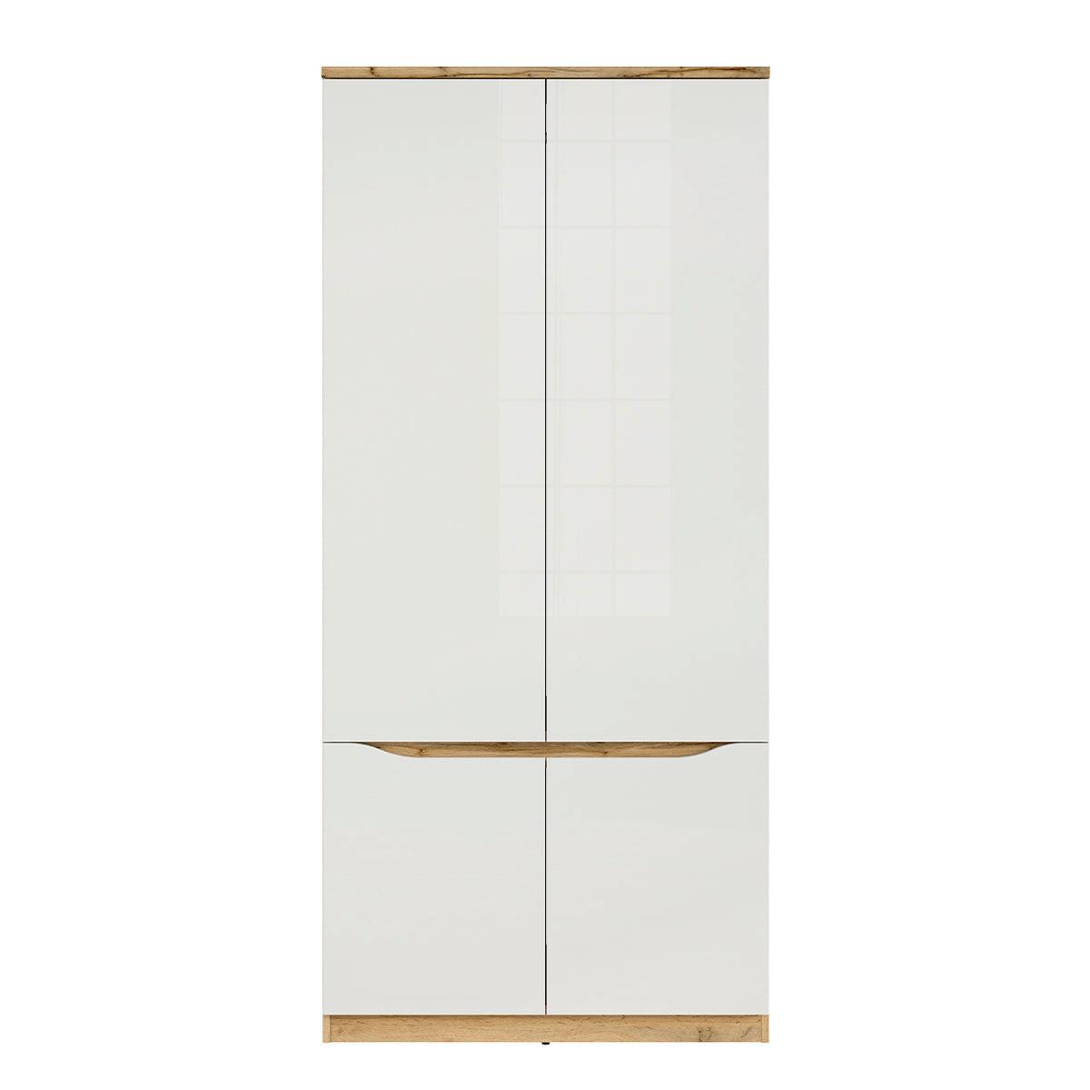 SCHRANK 2 Türen June Weiß und Holz - Weiß, Holzwerkstoff (90/198/58cm) - Petits-meubles