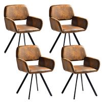 ARMLEHNSTUHL-SET 4 Stück braun - Braun, Holzwerkstoff/Textil (57/82/53cm) - Urban Meuble