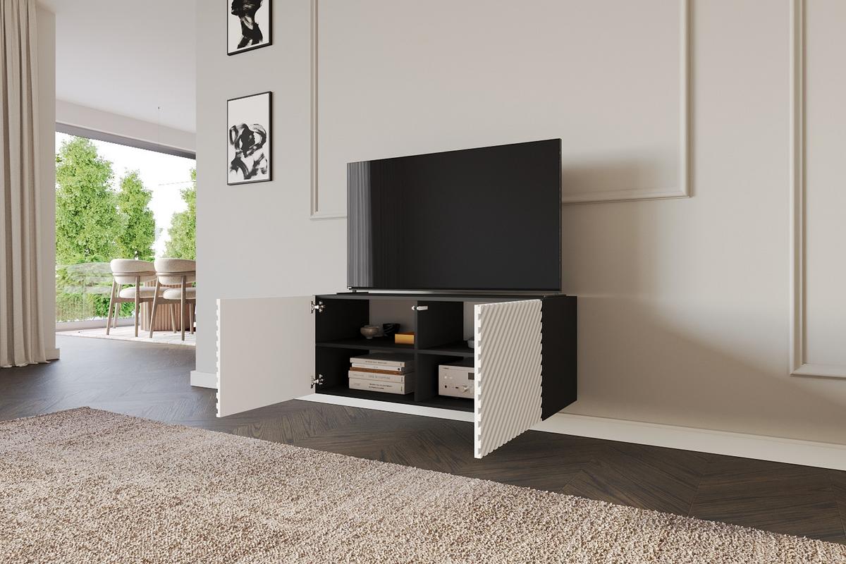 LOWBOARD ZENO-W 100x40x40 cm - Weiß / Katania - Eiche Wotan, Holzwerkstoff (100/40/40cm) - ALTDECOR