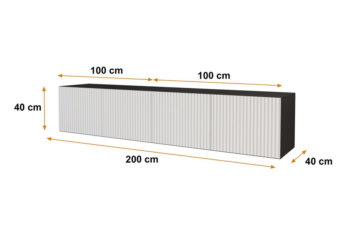 LOWBOARD NOA-2-W 2x100x40x40 cm - Schwarz / Weiß - Weiß, Holzwerkstoff (200/40/40cm) - ALTDECOR