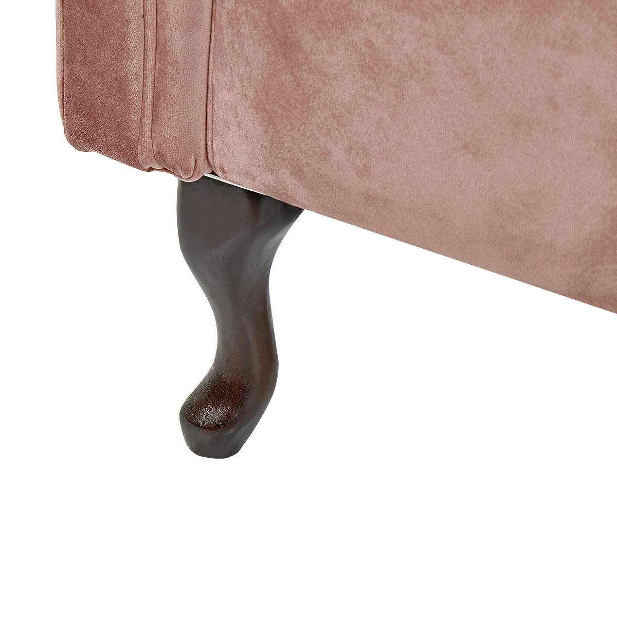 CHAISELONGUE Samtstoff rosa linksseitig Lattes - Pink, Textil (188/87/59cm) - Beliani