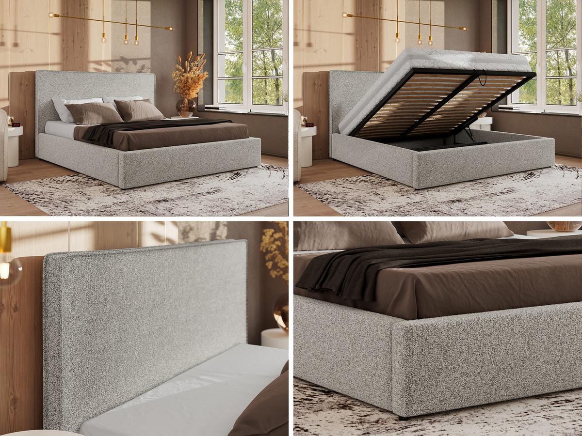 POLSTERBETT CORIVO CLASSIC 140/200 - Hellgrau Strukture - Multipocket-Matratze - Hellgrau, Textil (140/200cm) - MKS