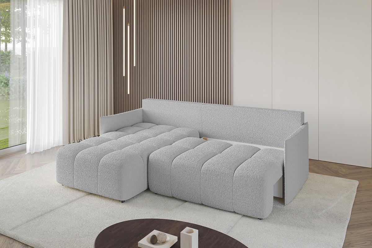 ECKSOFA Ottomane links LONLI-L 251x189x68 Hellgrau Bouclé - Hellgrau, Holzwerkstoff/Kunststoff (251/189cm) - ALTDECOR