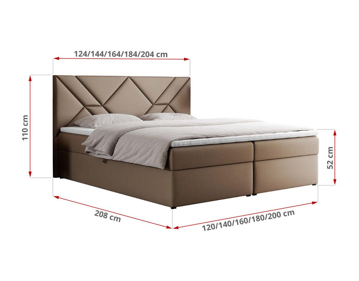 BOXBETT NEOMI 200/200 - Braun Kunstleder - H3 - Visco - Braun, Holz/Textil (200/200cm)