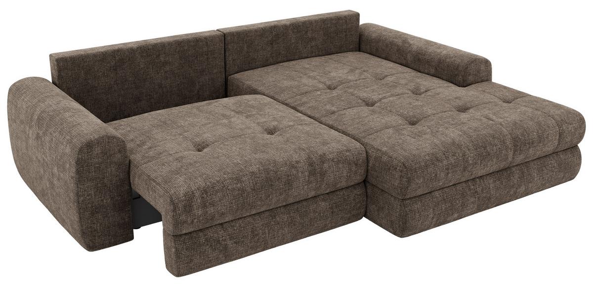 ECKSOFA ARELIA L - Braun Schenille grob gewebt - Links Seite - Schwarz/Braun, Kunststoff/Textil (292/205cm) - MKS