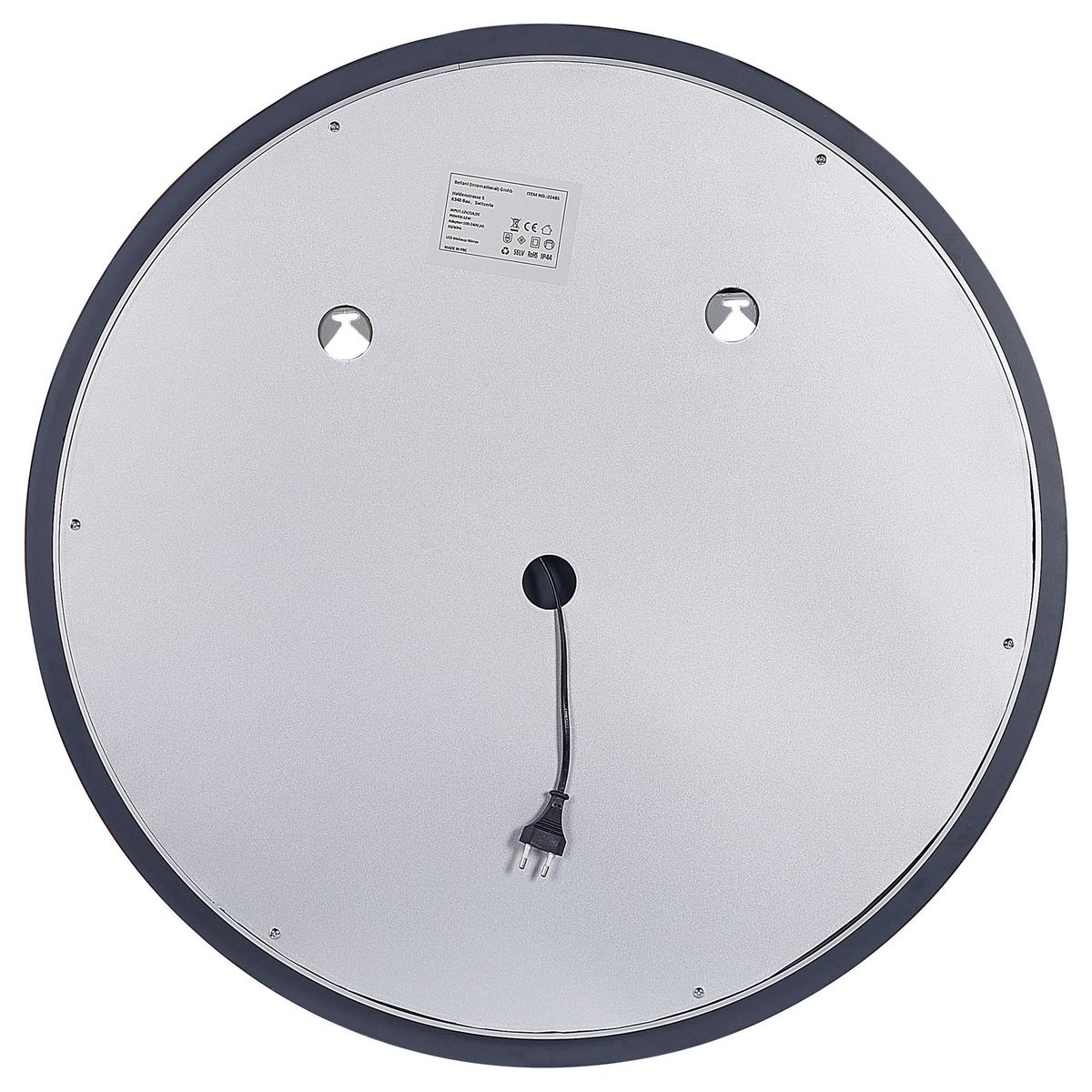 BADSPIEGEL mit LED-Beleuchtung rund 79 cm Courseulles - Silberfarben, Glas (79/79/4cm) - Beliani