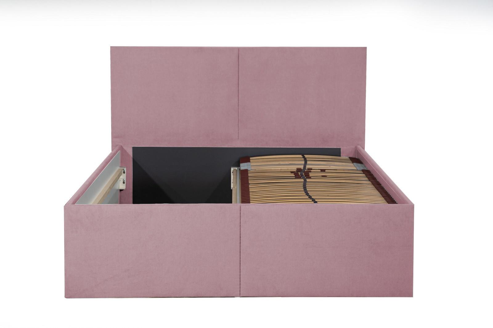 POLSTERBETT Milano Rose 180 x 200 x 32 cm Stauraum Ohne Matratze und Lattenrost - Rosa, Holz (180/200cm) - Halmon Schlafkomfort Betten 