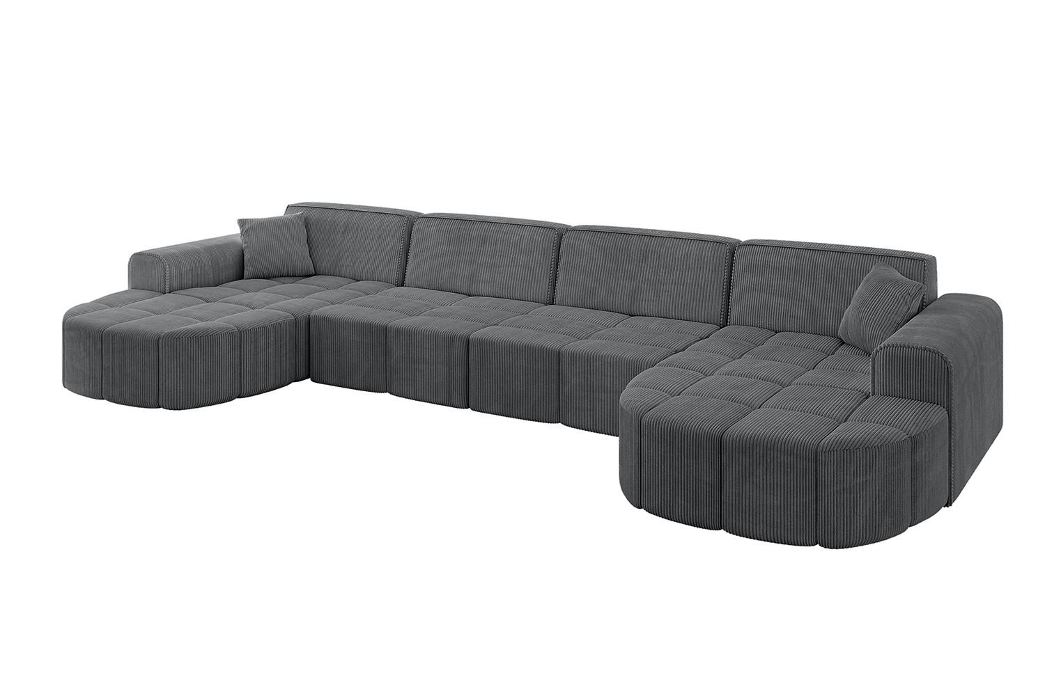 WOHNLANDSCHAFT LIVO-U2 - 400x173x79,5 cm Duneklgrau - Dunkelgrau, Holzwerkstoff/Textil (400/79/173cm) - ALTDECOR