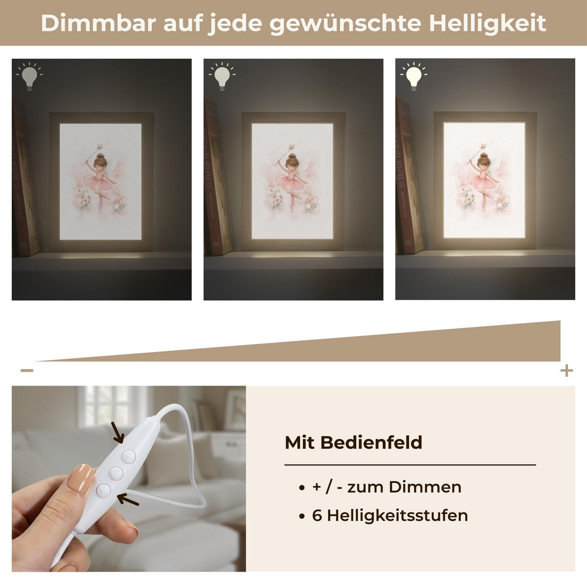 WANDLEUCHTE Ballerina - Fee - Blumen - Rosa 15x20 cm - Rosa, Holzwerkstoff (15/20/8cm) - OnlyWow