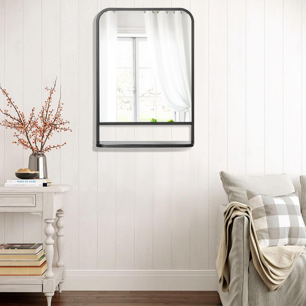 WANDSPIEGEL - Schwarz, Glas/Metall (10.2/50/70cm) - HOMCOM