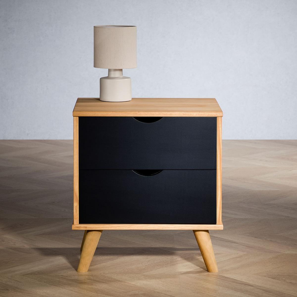 NACHTTISCH COLIMA - Dunkelbraun/Schwarz, Holz (50/46/40cm) - IDIMEX