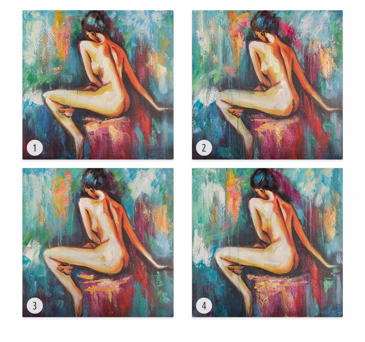 ACRYLBILD HANDGEMALT 60/60 cm - Blau/Gelb, Holz/Textil (60/60cm) - KUNSTLOFT