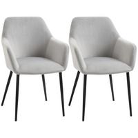 ESSZIMMERSTÜHLE 2er Set Küchenstuhl mit Rückenlehne, Samtoptik für Wohnzimmer - Hellgrau, Textil (57/80/54cm) - HOMCOM