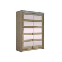 KLEIDERSCHRANK Miami IV, mit RGB LED Beleuchtung - Silberfarben/Sonoma Eiche, Holzwerkstoff/Kunststoff (120/200/58cm) - MIRJAN24
