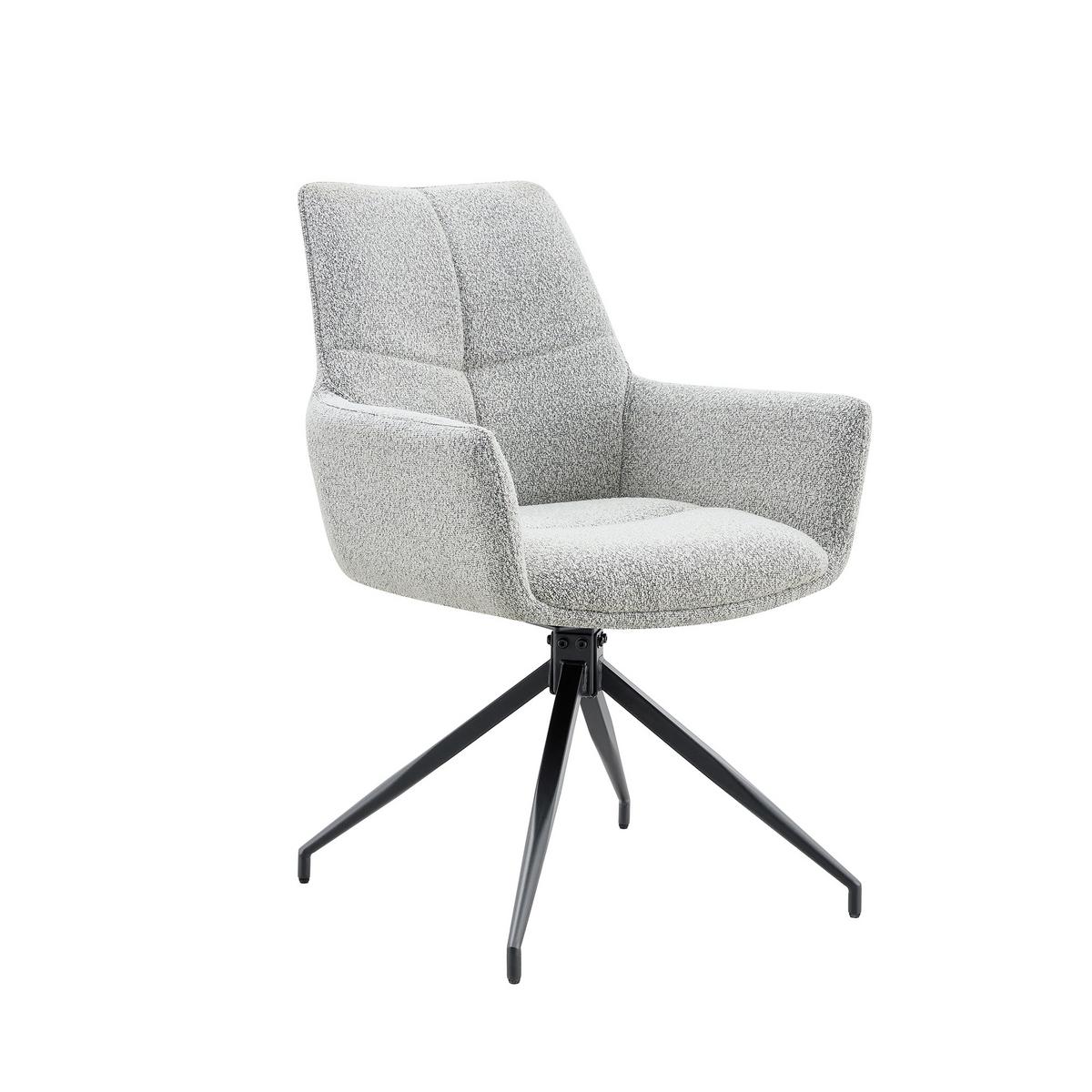 ESSZIMMERSTÜHLE 2er Set 360° Drehbar Stoff Hellgrau & Metallbeine Schwarz - Hellgrau, Textil (48/85/50cm) - Urban Meuble