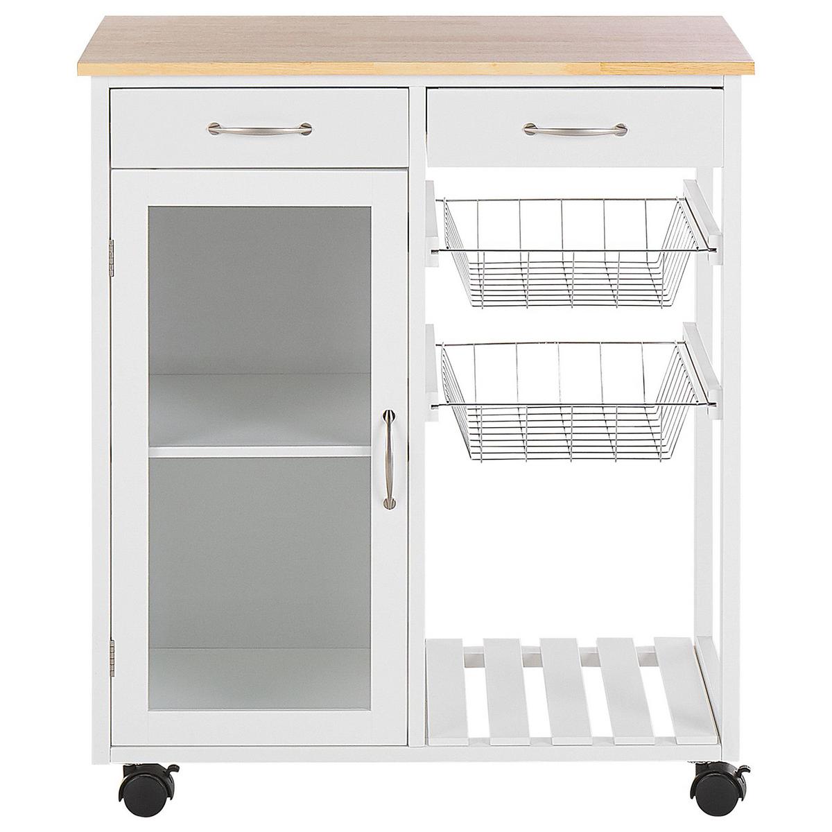 SERVIERWAGEN Weiß Boves - Weiß/Braun, Holzwerkstoff/Kunststoff (76/88/48cm) - Beliani