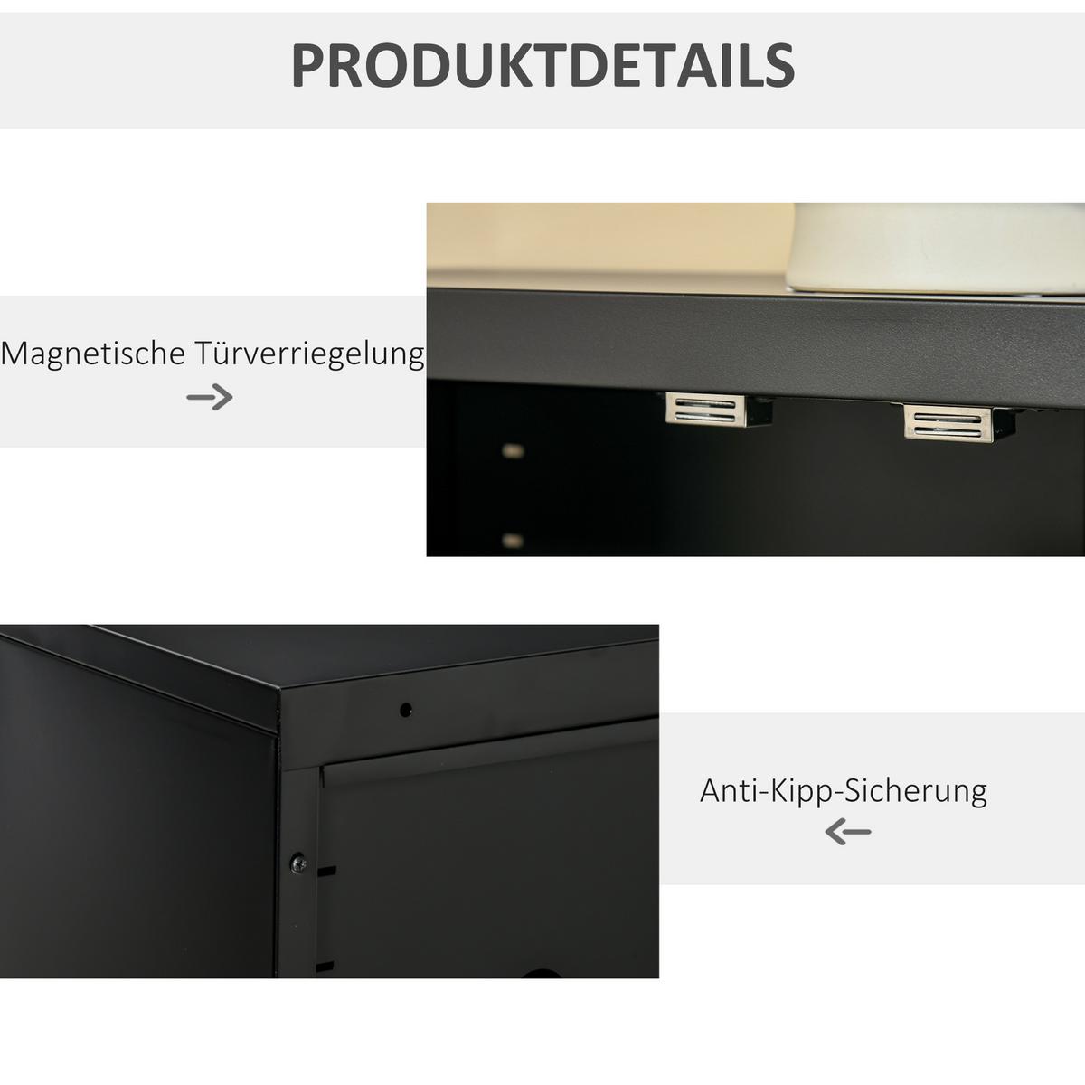 SIDEBOARD mit Lamellentüren Metallschrank mit verstellbaren Einlegeböden - Schwarz, Metall (33/110/75cm) - HOMCOM