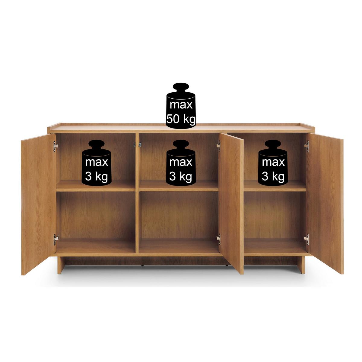 SIDEBOARD Yasumi 147 cm - Eichefarben, Holzwerkstoff (147/82/39cm) - Selsey