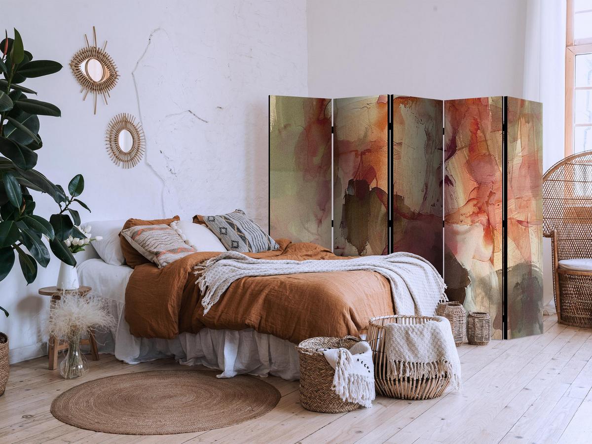PARAVENT Beidseitig Bedruckter 5-tlg 225x172 cm Abstraktion Boho - Multicolor, Holz/Textil (225/172/3cm) - Muralo