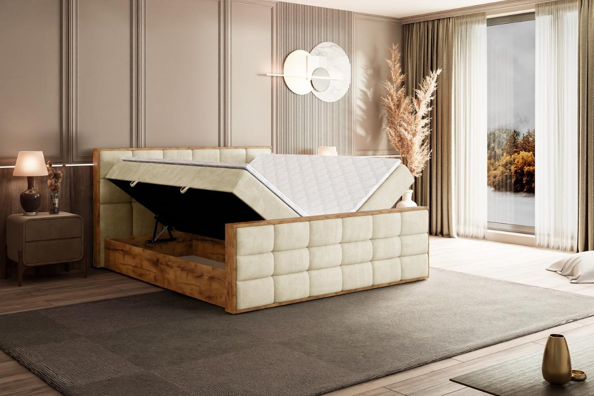 BOXBETT mit Matratze H3 und Lattenrost - LOLLI2-Z - 120x200 - Beige Monolith - Beige, Holzwerkstoff (120/200cm) - ALTDECOR