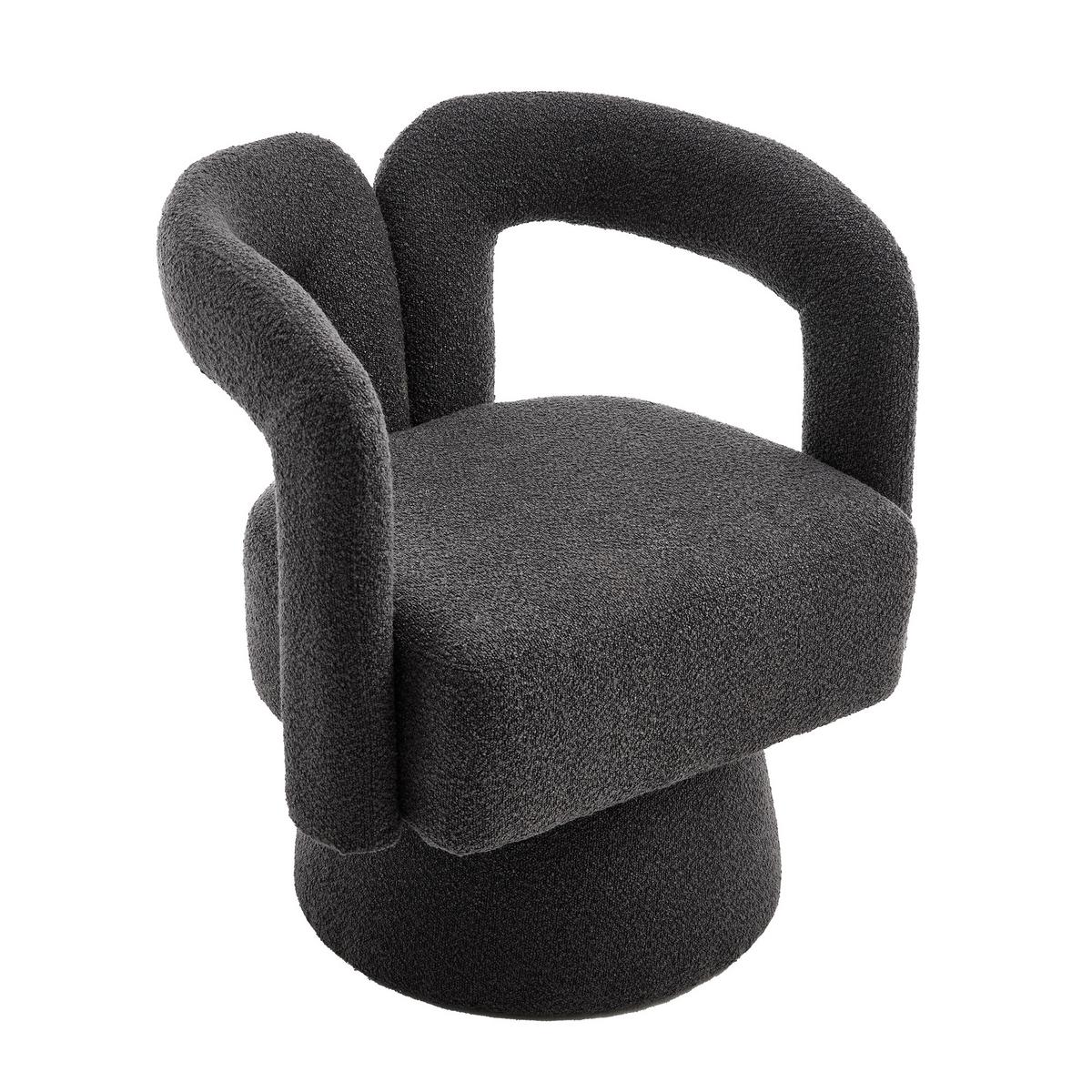 DREHSESSEL 360° Boucle Akzentstuhl Polstersessel für Wohnzimmer & Büro - Dunkelgrau, Textil (67/74/55cm) - Urban Meuble