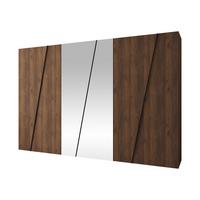 DREHTÜRENSCHRANK Zen 2L 300 cm - Nussbaumfarben/Schwarz, Holzwerkstoff/Kunststoff (300/202/50cm) - MIRJAN24