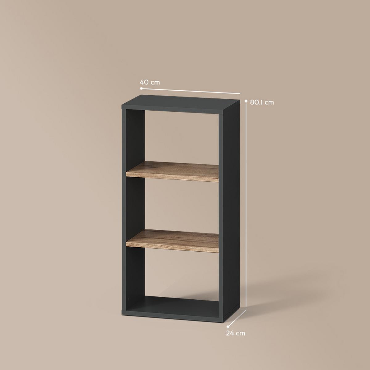 AUFBEWAHRUNGSREGAL Ortello Anthrazit/Goldkraft Eiche 40 x 80.1 cm - Honigeiche/Anthrazit, Holzwerkstoff (40/80.1/24cm) - Livinity®