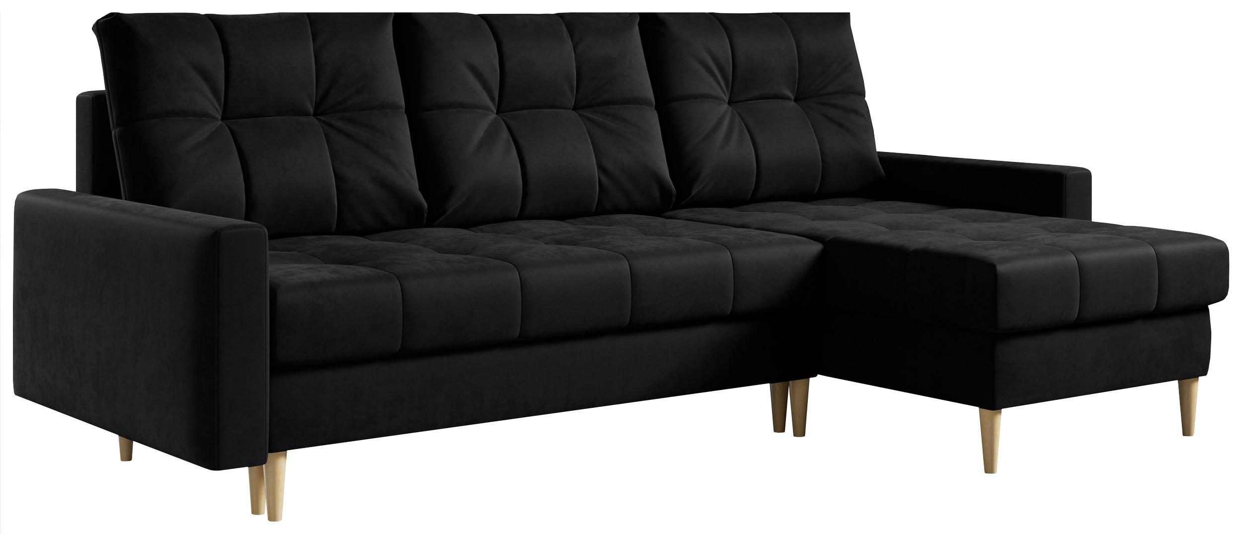 ECKSOFA Astra Schwarz Velvet - Schwarz/Braun, Holz/Textil (220/140cm) - MKS