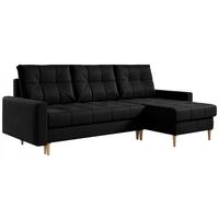 ECKSOFA Astra Schwarz Velvet - Schwarz/Braun, Holz/Textil (220/140cm) - MKS