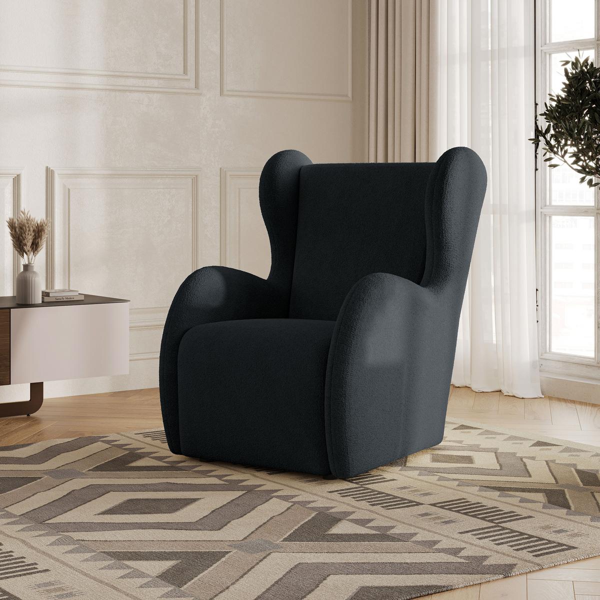 SESSEL MASTI Polstersessel Loungesessel ergonomisch, Schwarz - Schwarz, Holzwerkstoff/Kunststoff (74/100/86cm) - MASSENO