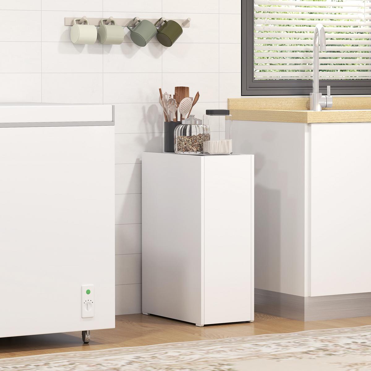 NISCHENSCHRANK Schmaler Badezimmerschrank mit tiefer Schublade, Rad Weiß - Weiß, Holz (25/66.5/47cm) - HOMCOM