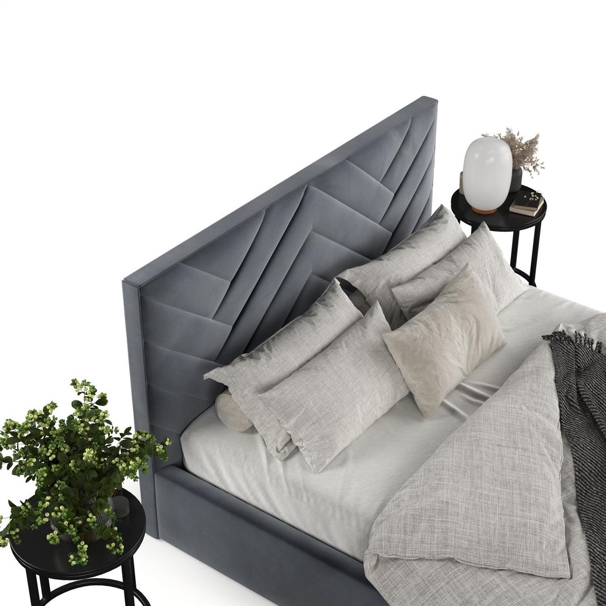 POLSTERBETT Arco 140/200 cm Dunkelgrau im Kronos Stoff - Dunkelgrau/Schwarz, Holz/Holzwerkstoff (140/200cm) - AltaBeds