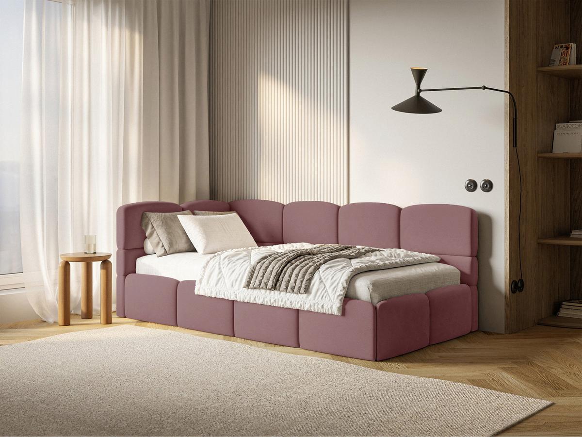 JUGENDBETT Cloudy Rosa 120 x 200 cm - Pink/Schwarz, Kunststoff/Textil (120/200cm) - Selsey