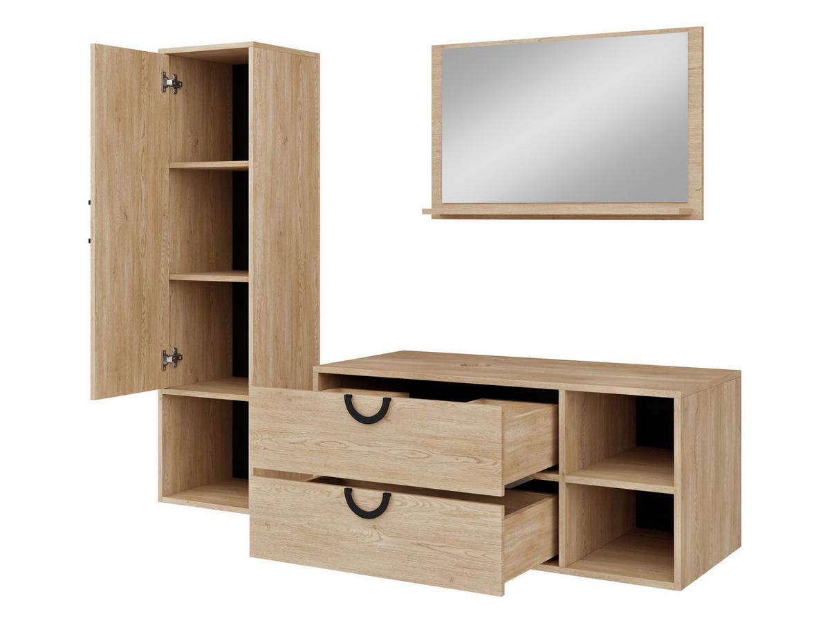 BADMÖBEL-SET 14 - Eichefarben/Goldfarben, Holzwerkstoff/Metall (35/133/34cm) - MIRJAN24