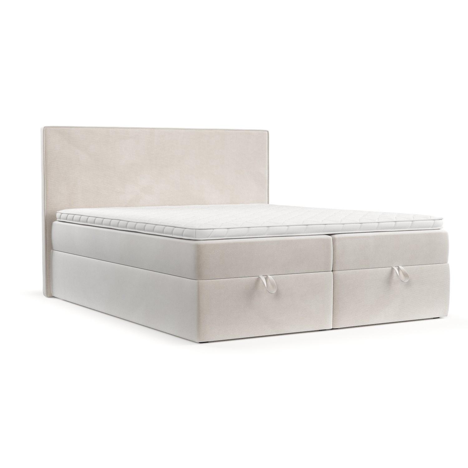BOXBETT Velma 140/200 cm Creme im Paros Stoff - Creme/Schwarz, Holz/Holzwerkstoff (140/200cm) - AltaBeds