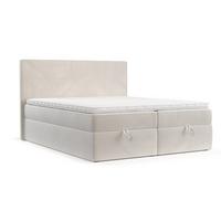 BOXBETT Velma 140/200 cm Creme im Paros Stoff - Creme/Schwarz, Holz/Holzwerkstoff (140/200cm) - AltaBeds