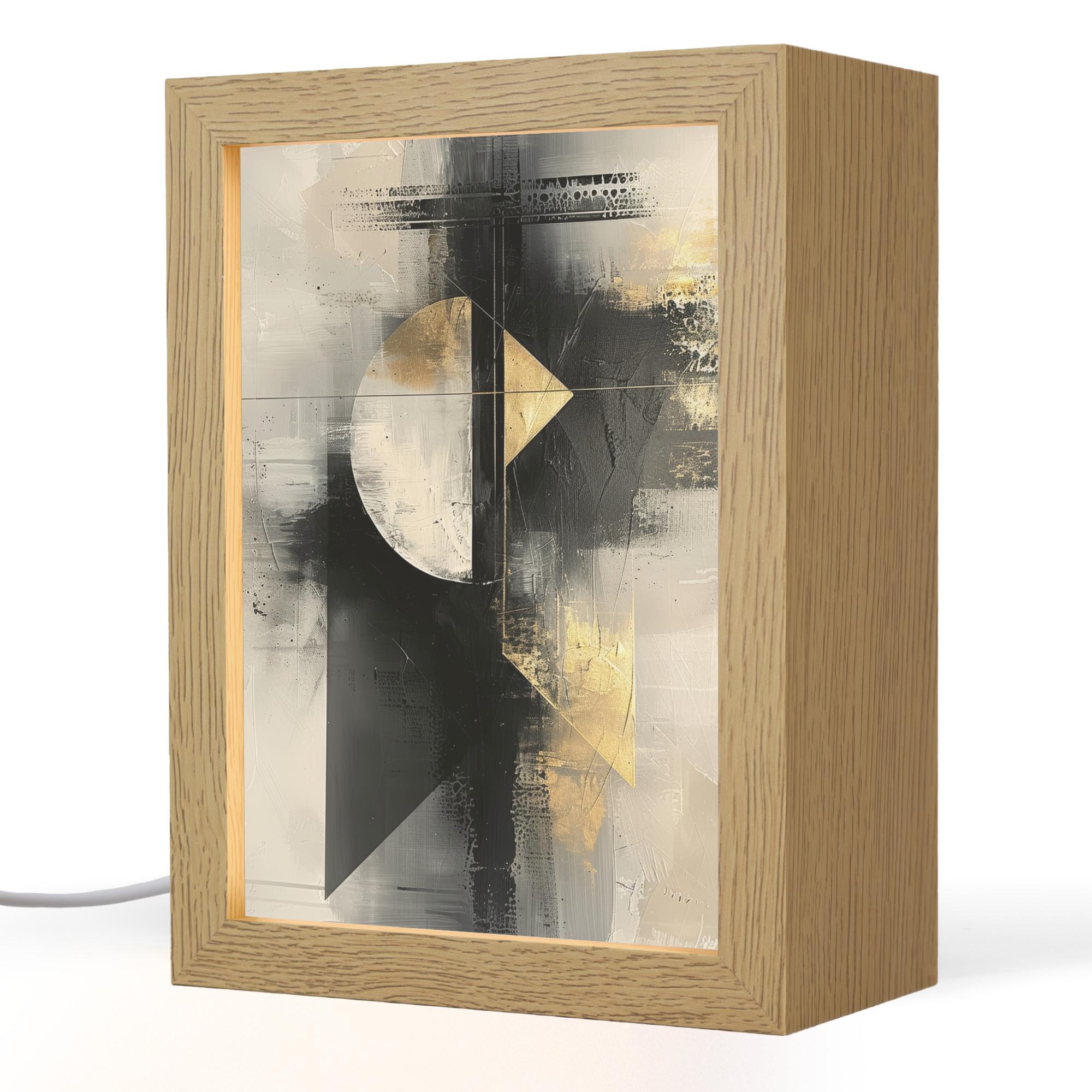 TISCHLEUCHTE Abstrakt - Schwarz - Farbe - Modern 15x20 cm - Birkefarben, Holzwerkstoff (8/15/20cm) - OnlyWow
