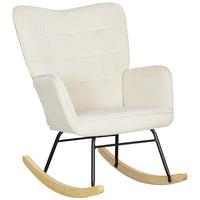 SCHAUKELSTUHL, Schaukelsessel mit Samtoptik, Armlehne für Wohnzimmer, Beige - Beige/Naturfarben, Buchenholz/Textil (98/101/71cm) - HOMCOM