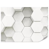FOTOTAPETE für Wohnzimmer Hexagone Formen Geometrie 200x140 - Weiß/Grau, Papier (200/140cm) - Muralo